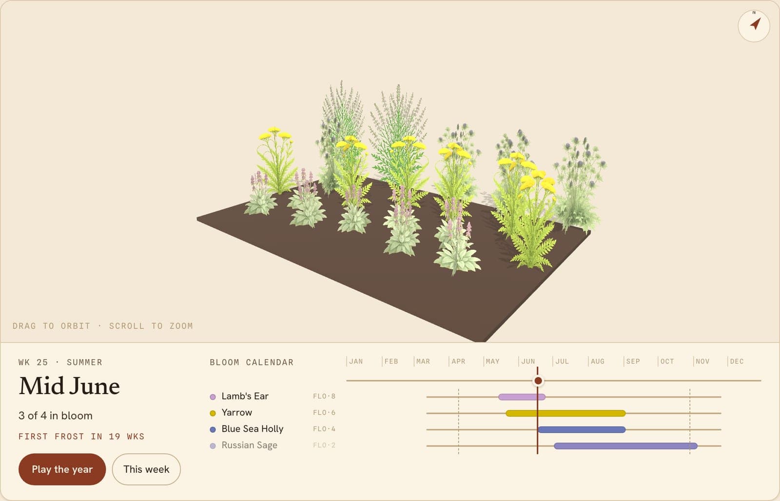 Sun and Drought, a 3D preview of the planted bed