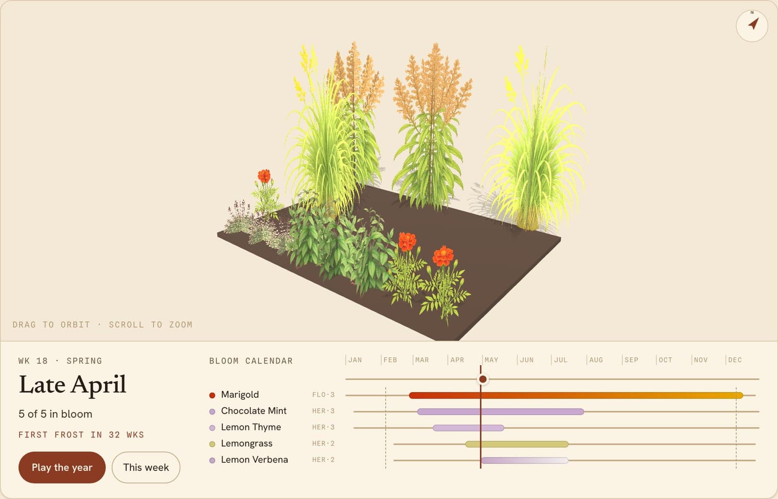 Mosquito & Pest Repellent Garden, a 3D preview of the planted bed