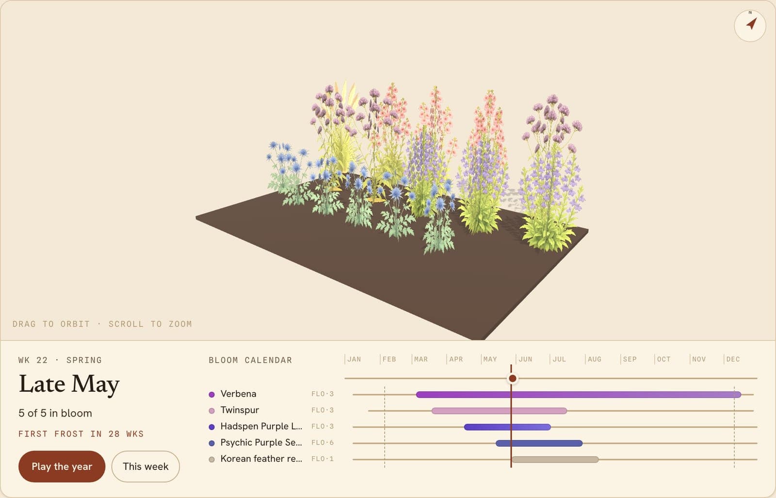 Purple Matrix Planting, a 3D preview of the planted bed